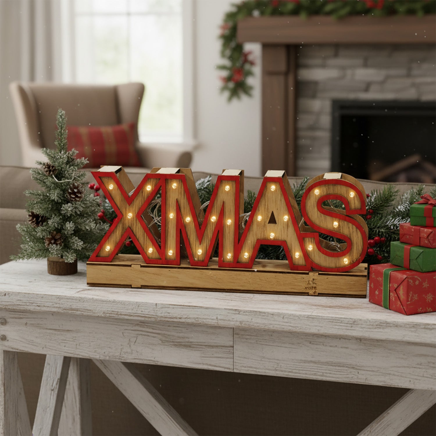 VESTIAMO CASA GRAN NATALE - Decorazione luminosa natalizia XMAS LED h12,5x30x5 cm
